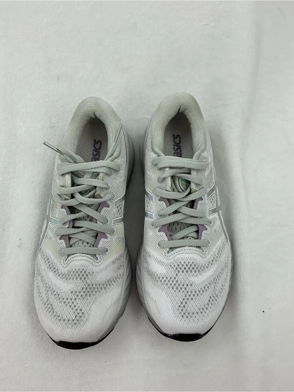 ASICS Light Gray and Lavender Mesh Running Shoes B 45